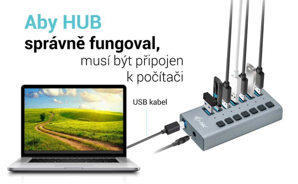 i-tec USB 3.0 nabíjecí HUB 7 Port + napájecí adaptér 36 W
