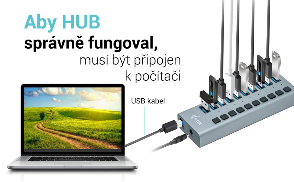 i-tec USB 3.0 nabíjecí HUB 10 Port + napájecí adaptér 48 W