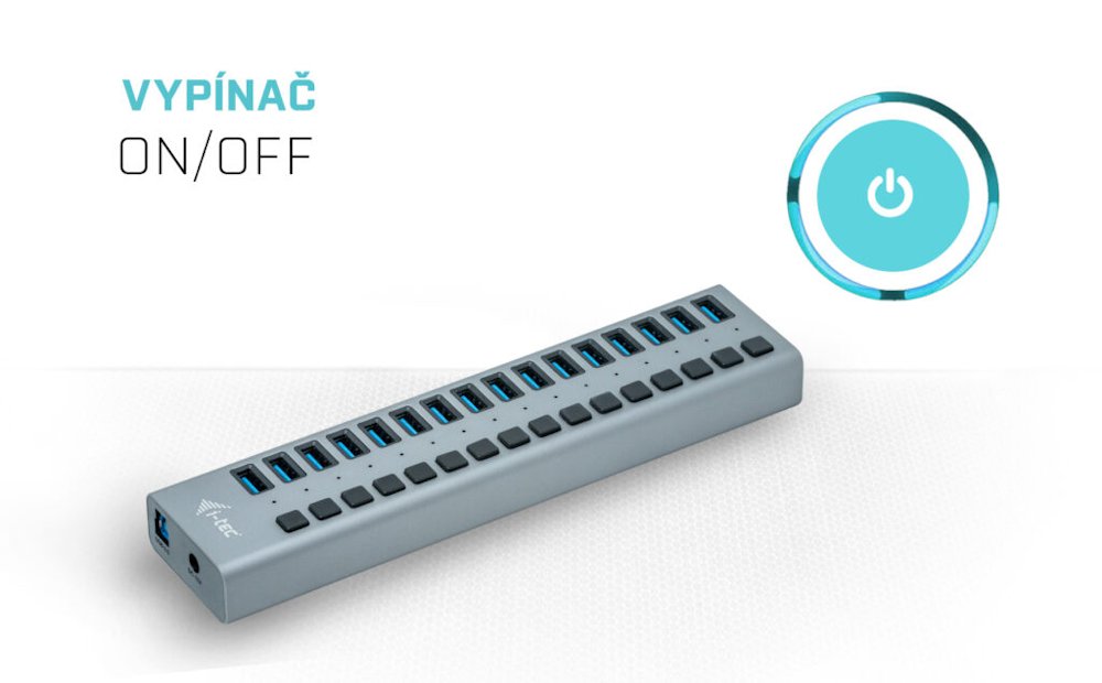 i-tec USB 3.0 nabíjecí HUB 16 Port + napájecí adaptér 90 W
