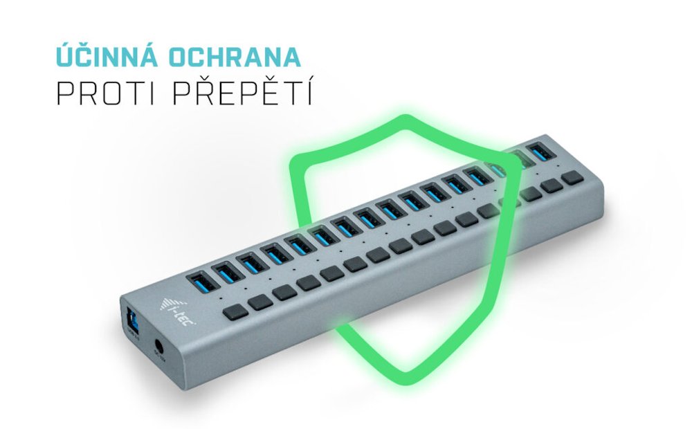 i-tec USB 3.0 nabíjecí HUB 16 Port + napájecí adaptér 90 W