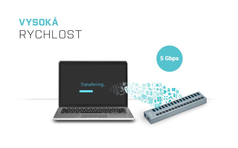 i-tec USB 3.0 nabíjecí HUB 16 Port + napájecí adaptér 90 W