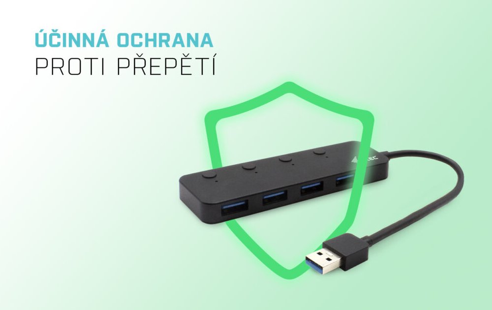 i-tec USB HUB METAL/ 4 porty/ USB 3.0/ tlačítko On/Off pro zapnutí a vypnutí/ kovový/ černý