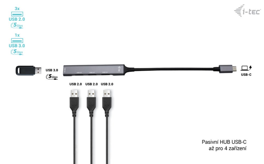 i-tec USB-C HUB Metal 1x USB 3.0 + 3x USB 2.0