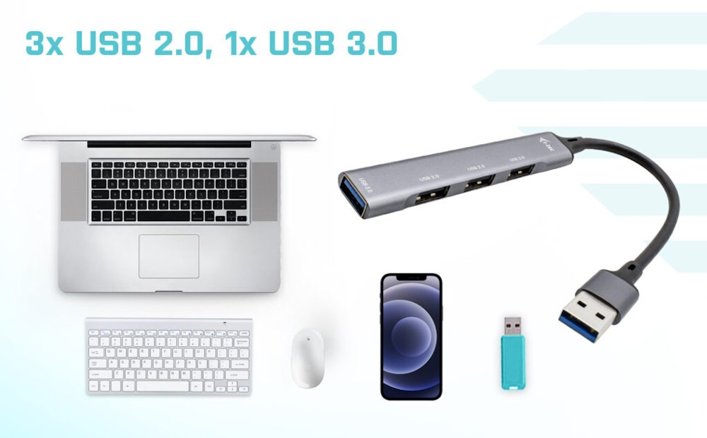 i-tec USB 3.0 HUB Metal 1x USB 3.0 + 3x USB 2.0