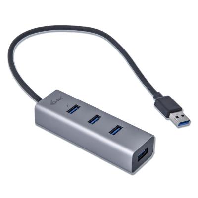 i-tec USB HUB METAL/ 4 porty/ USB 3.0/ pasivní/ kovový/ šedý