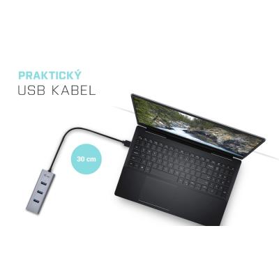 i-tec USB HUB METAL/ 4 porty/ USB 3.0/ pasivní/ kovový/ šedý