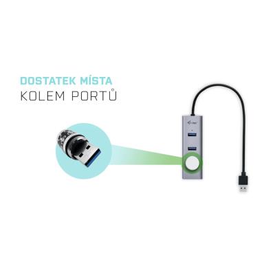 i-tec USB HUB METAL/ 4 porty/ USB 3.0/ pasivní/ kovový/ šedý