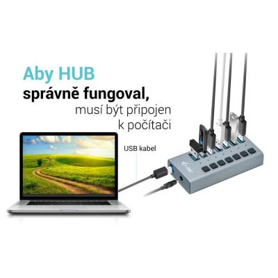 i-tec USB 3.0 nabíjecí HUB 7 Port + napájecí adaptér 36 W