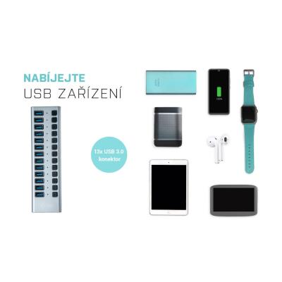 i-tec USB 3.0 nabíjecí HUB 13 Port + napájecí adaptér 60 W