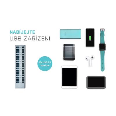 i-tec USB 3.0 nabíjecí HUB 16 Port + napájecí adaptér 90 W