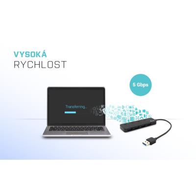 i-tec USB HUB METAL/ 4 porty/ USB 3.0/ tlačítko On/Off pro zapnutí a vypnutí/ kovový/ černý