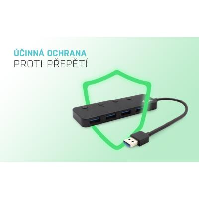 i-tec USB HUB METAL/ 4 porty/ USB 3.0/ tlačítko On/Off pro zapnutí a vypnutí/ kovový/ černý