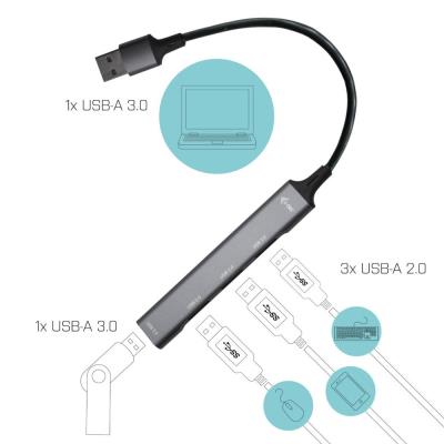 i-tec USB 3.0 HUB Metal 1x USB 3.0 + 3x USB 2.0
