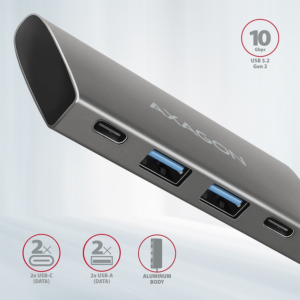 AXAGON hub USB-C SUPERSPEED / HMC-4G2 / USB 3.2 Gen2 / 2x  USB-C / 2x USB-A / 10GB/s / 0,13m