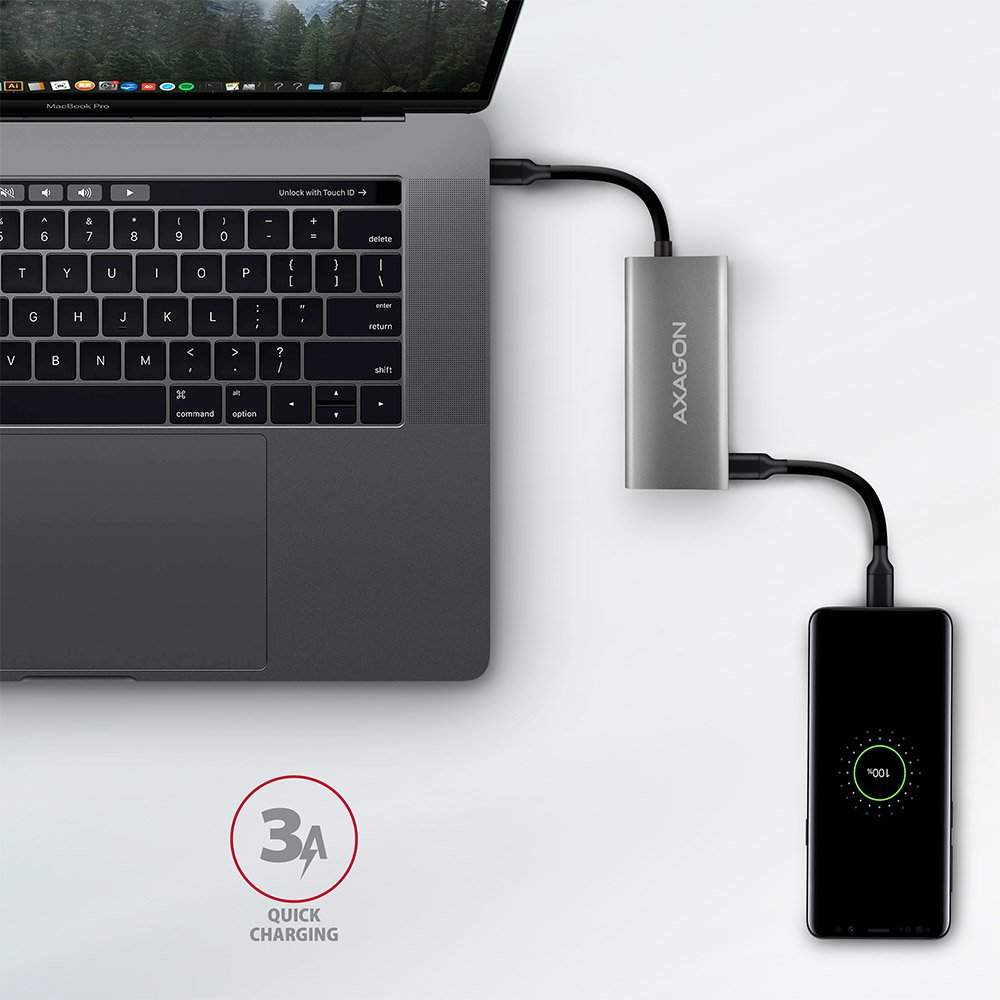AXAGON hub USB-C SUPERSPEED / HMC-4G2 / USB 3.2 Gen2 / 2x  USB-C / 2x USB-A / 10GB/s / 0,13m
