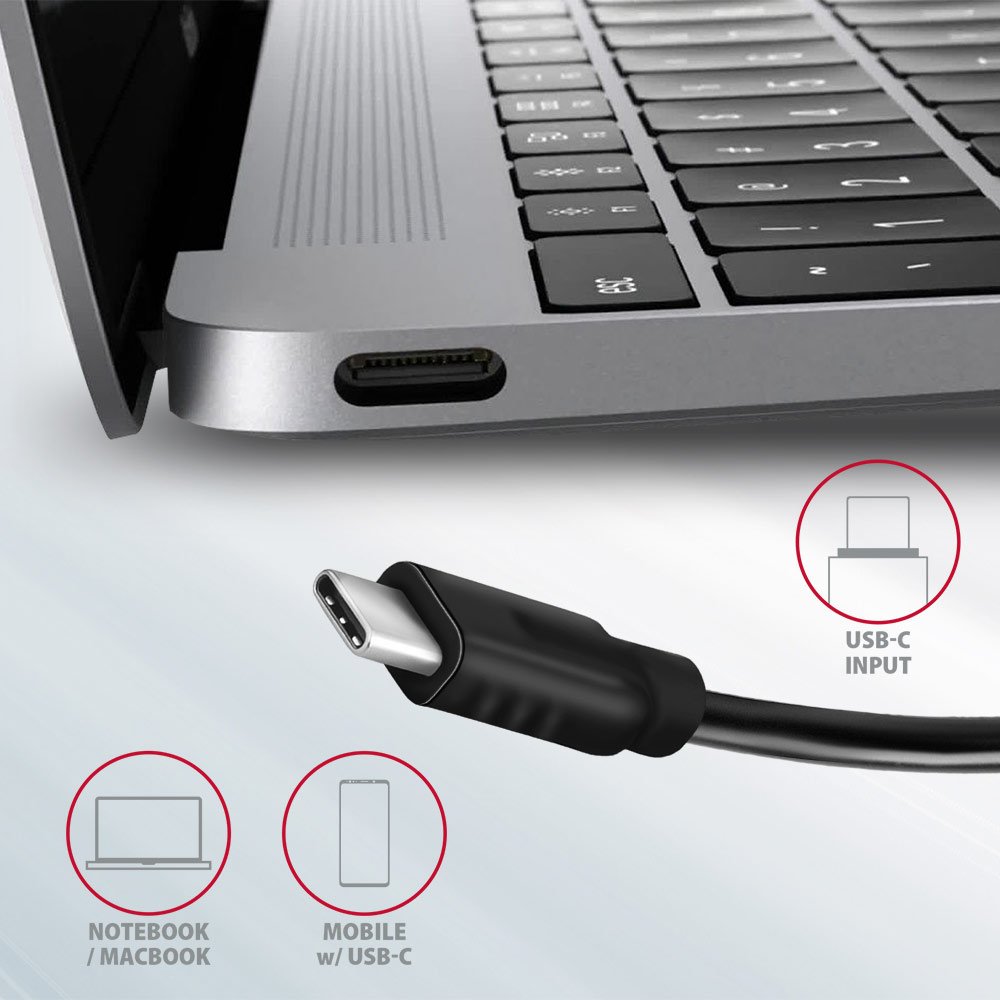 AXAGON hub USB-C SUPERSPEED / HMC-4G2 / USB 3.2 Gen2 / 2x  USB-C / 2x USB-A / 10GB/s / 0,13m