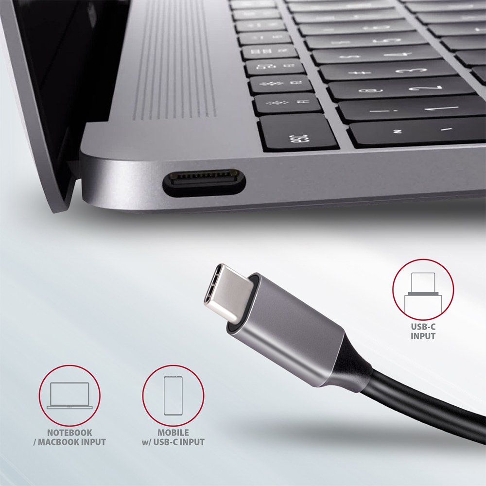 AXAGON hub USB-C / HMC-5 / USB 3.2 Gen1 / 1x USB-C / 2x USB-A / 1x HDMI / microSD/SD / 100W PD / 0,2m