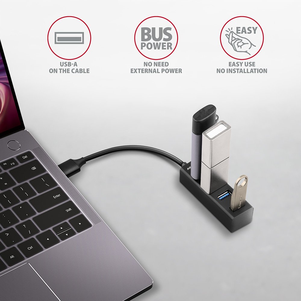 AXAGON MINI hub USB-A / HUE-M1A / USB 3.2 Gen1 / 4x USB-A / 0,2m