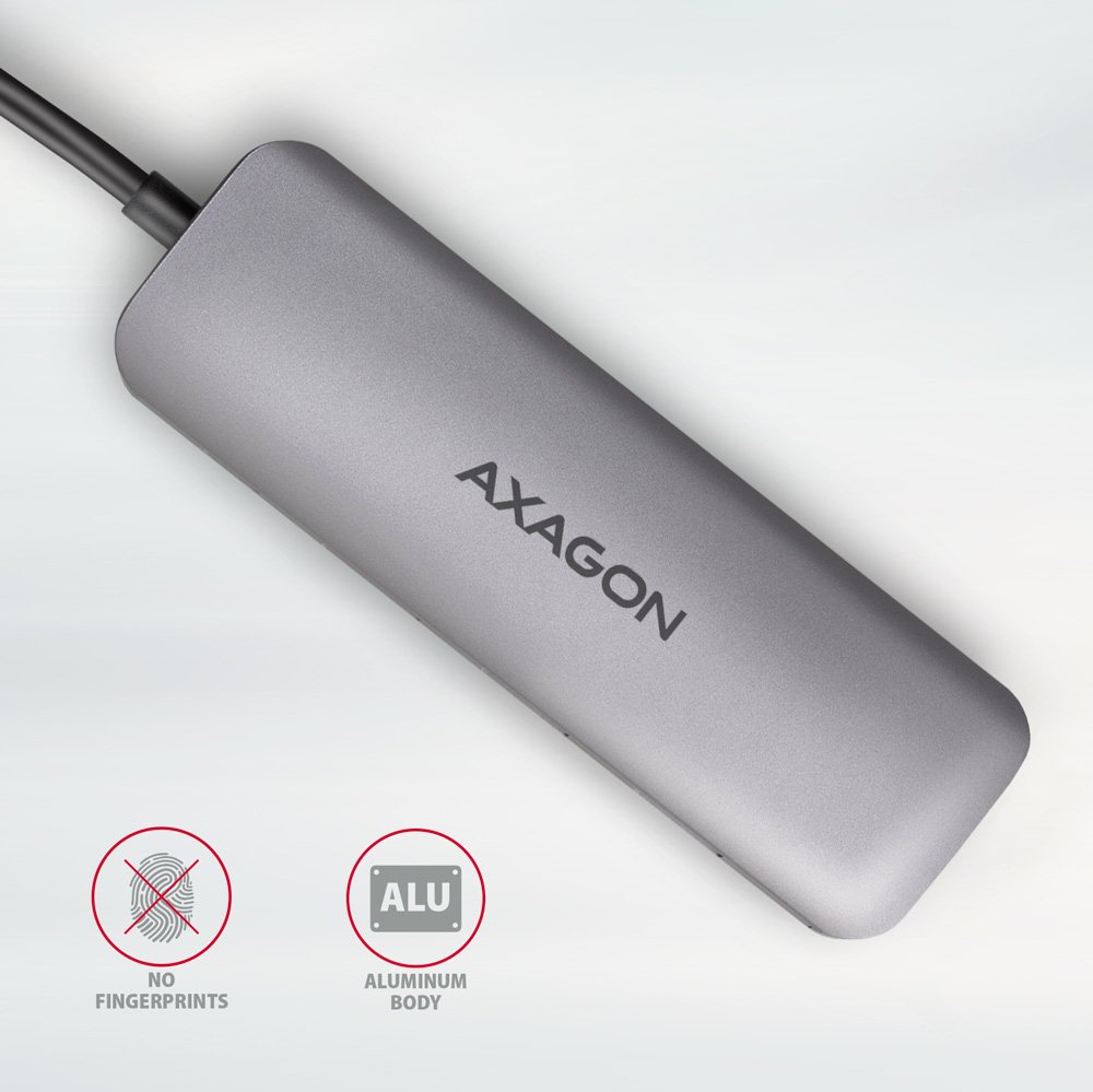 AXAGON hub USB-C 5v1 / HMC-HCR3A / USB 3.2 Gen1 / 3x USB-A / HDMI / MicroSD/SD / kovové tělo / 0,2m