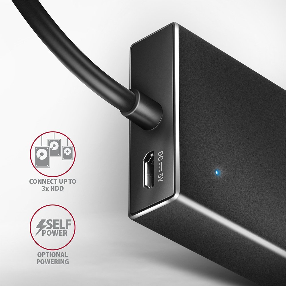 AXAGON hub USB-C / HUE-F7A / USB 3.2 Gen1 / 7x USB-A / hliníkové tělo / 0,3m
