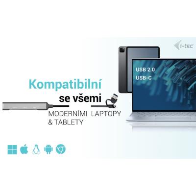 i-tec USB-A/USB-C Metal HUB/ 1x USB-C 3.1/ 3x USB 2.0/ kovový