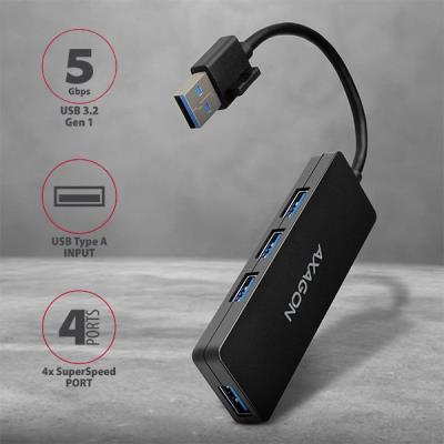 AXAGON SLIM hub USB-A / HUE-G1A / USB 3.2 Gen1 / 4x USB-A / 0,1m