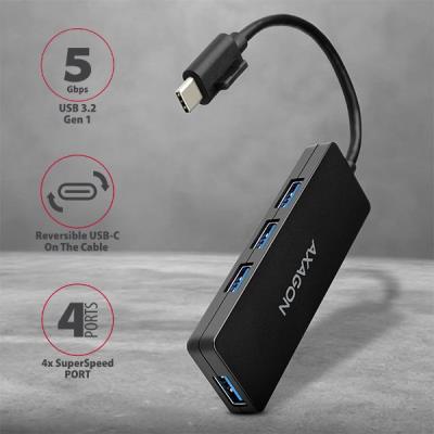 AXAGON SLIM hub USB-C / HUE-G1C / USB 3.2 Gen1 / 4x USB-A / 0,14m