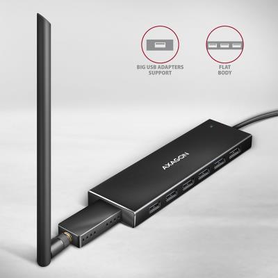 AXAGON hub USB-C / HUE-F7A / USB 3.2 Gen1 / 7x USB-A / hliníkové tělo / 0,3m