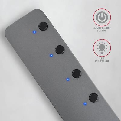 AXAGON hub USB-A s možností vypnutí konektorů / HUE-MSA / USB 3.2 Gen1 / 4x USB-A / hliníkové tělo / 0,2m