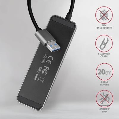 AXAGON hub USB-A s možností vypnutí konektorů / HUE-MSA / USB 3.2 Gen1 / 4x USB-A / hliníkové tělo / 0,2m