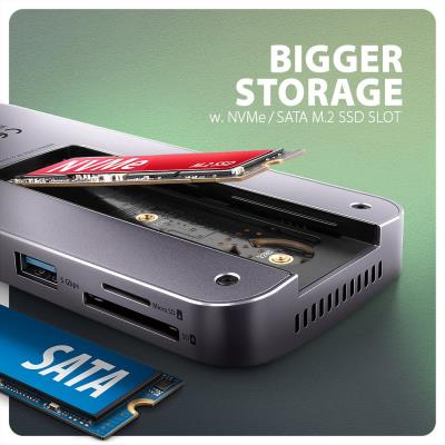 AXAGON multi hub USB-C / HMC-12GM2 / USB 3.2 Gen1 / 1x PD / 1x HDMI / 1x USB-C / 1x USB-A / SD/micro SD / 1x M.2 / RJ-45