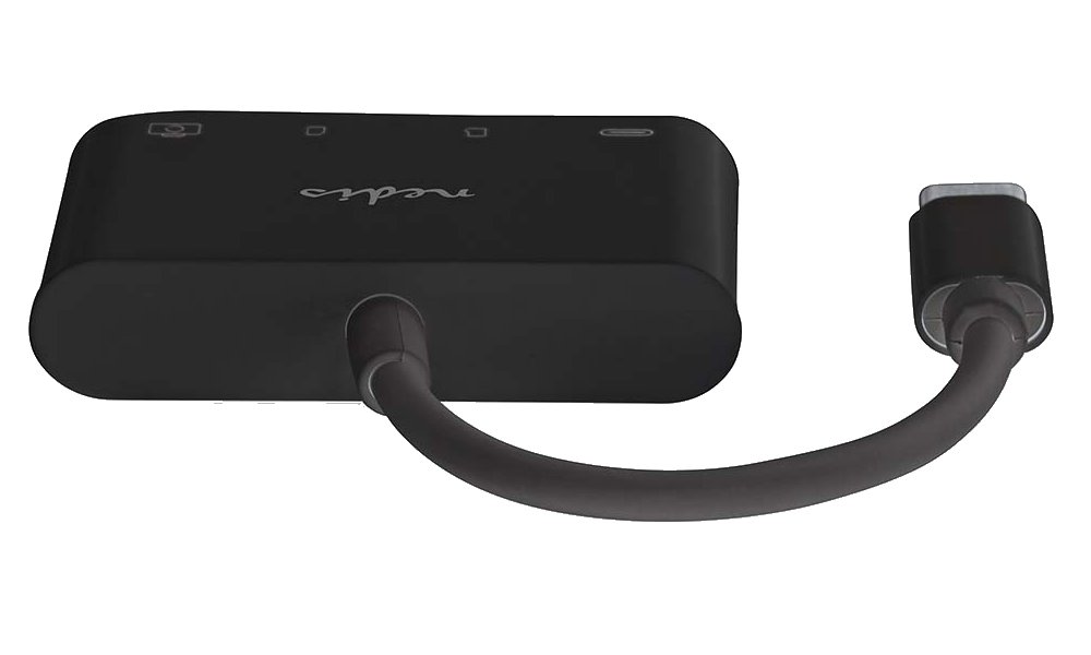 NEDIS USB hub/ 1x USB-C/ 1x USB-A/ 1x USB-C/ 4 porty port/ USB 2.0/ napájení z USB/ SD & MicroSD/ čerrný/ blistr