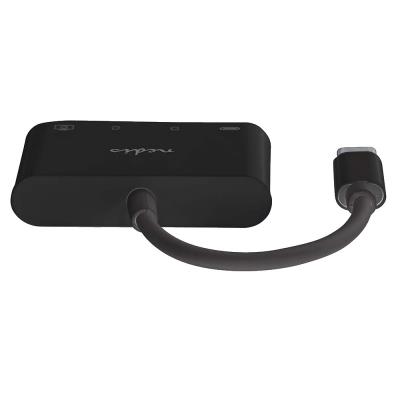 NEDIS USB hub/ 1x USB-C/ 1x USB-A/ 1x USB-C/ 4 porty port/ USB 2.0/ napájení z USB/ SD & MicroSD/ čerrný/ blistr