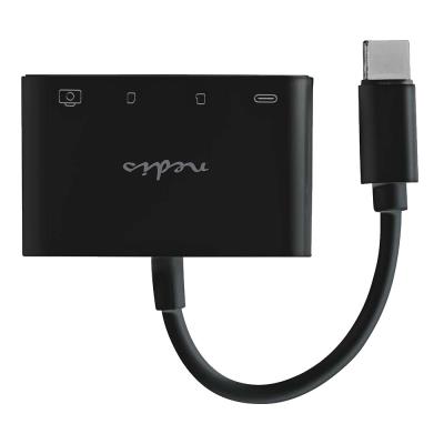 NEDIS USB hub/ 1x USB-C/ 1x USB-A/ 1x USB-C/ 4 porty port/ USB 2.0/ napájení z USB/ SD & MicroSD/ čerrný/ blistr