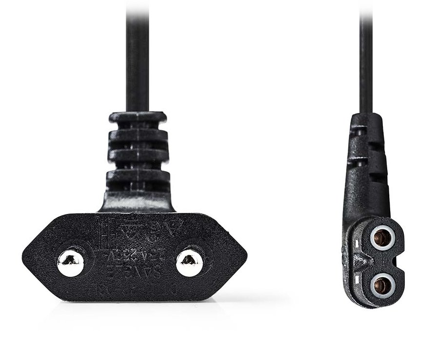 NEDIS napájecí kabel pro adaptéry/ Euro zástrčka - konektor IEC-320-C7/ úhlový-úhlový/ dvoulinka/ černý/ bulk/ 5m