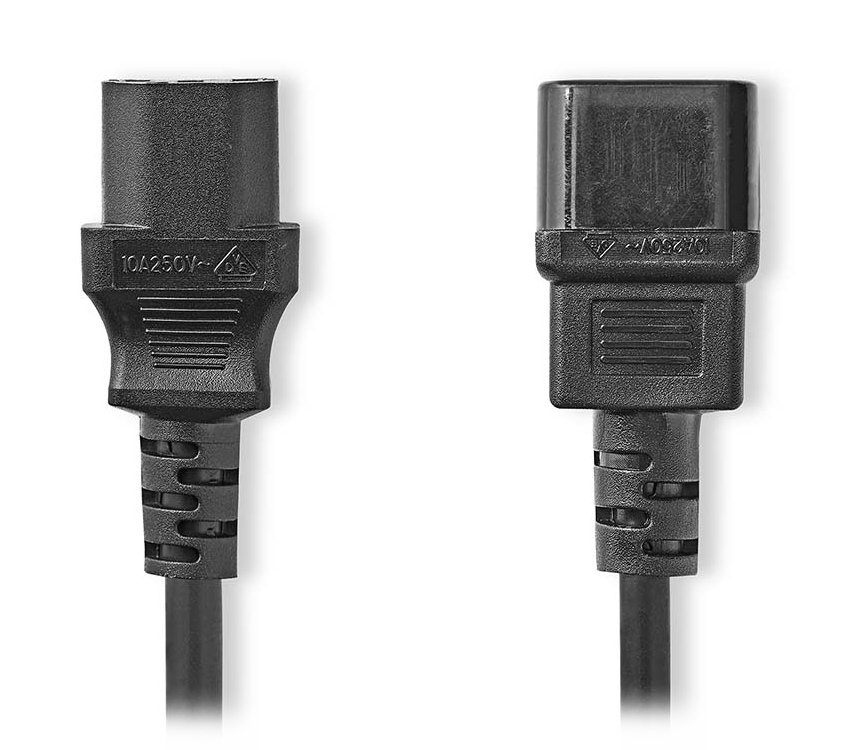 NEDIS napájecí prodlužovací kabel/ konektor IEC-320-C14 - konektor IEC-320-C13/ přímý-přímý/ černý/ bulk/ 3m