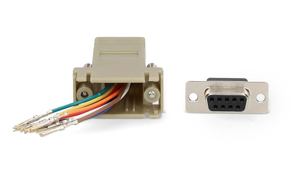 NEDIS serial adaptér/ zásuvka D-SUB 9-Pin - zásuvka RJ45/ pooniklovaný/ slonovinová kost/ blistr
