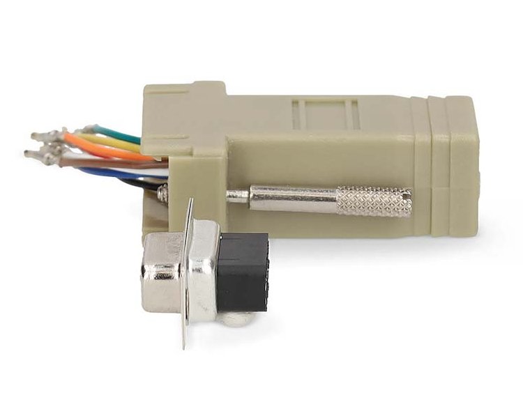NEDIS serial adaptér/ zásuvka D-SUB 9-Pin - zásuvka RJ45/ pooniklovaný/ slonovinová kost/ blistr
