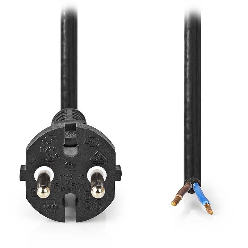 NEDIS napájecí kabel k vysavači/  CEE 7/17/ 250 V AC/ PVC/ černý/ bulk/ 7m