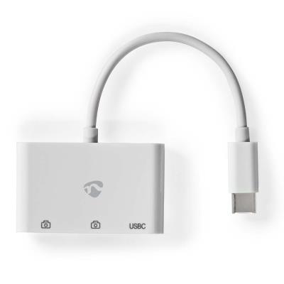 NEDIS USB hub/ 1x zástrčka USB-C/ 1x zásuvka USB-C/ 2x zásuvka USB-A/ 3 porty/napájení z USB/ bílý/ blistr