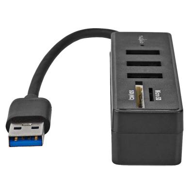 NEDIS USB hub/ zástrčka USB-A zástrčka/ 3x zásuvka USB-A/ 5 Portů/ USB 3.2 Gen 1/ 5 Gbps/ SD & MicroSD/ černý/ blistr