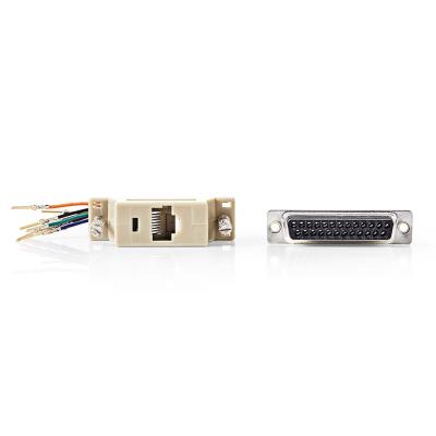 NEDIS serial adaptér/ zásuvka D-SUB 25-Pin - zásuvka RJ45/ poniklovaný/ slonovinová kost/ blistr