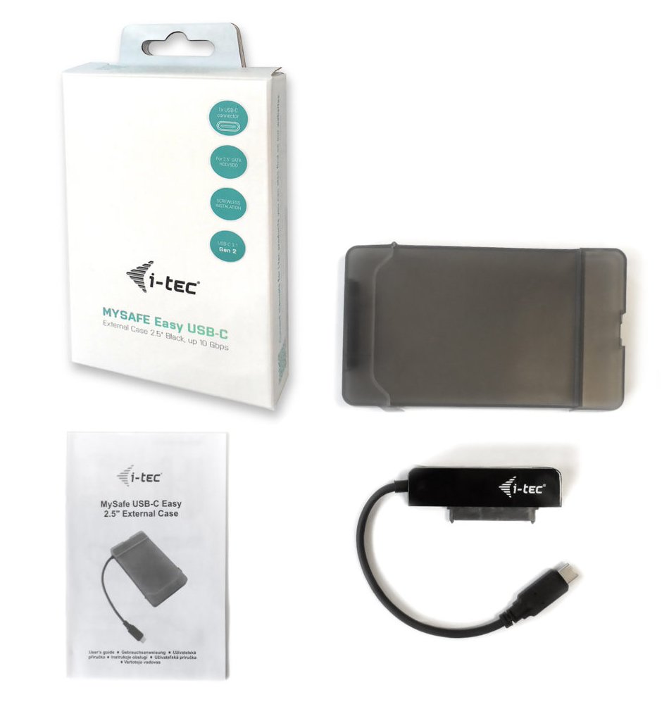 i-tec externí box pro HDD MYSAFE Easy/ 2,5" SATA/ SSD/ USB 3.1 Type C Gen 2/ černý
