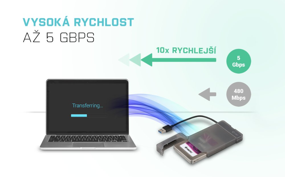 i-tec externí box pro HDD ADVANCE MySafe Easy/ 2,5" SATA/ SSD/ USB 3.0/ černý