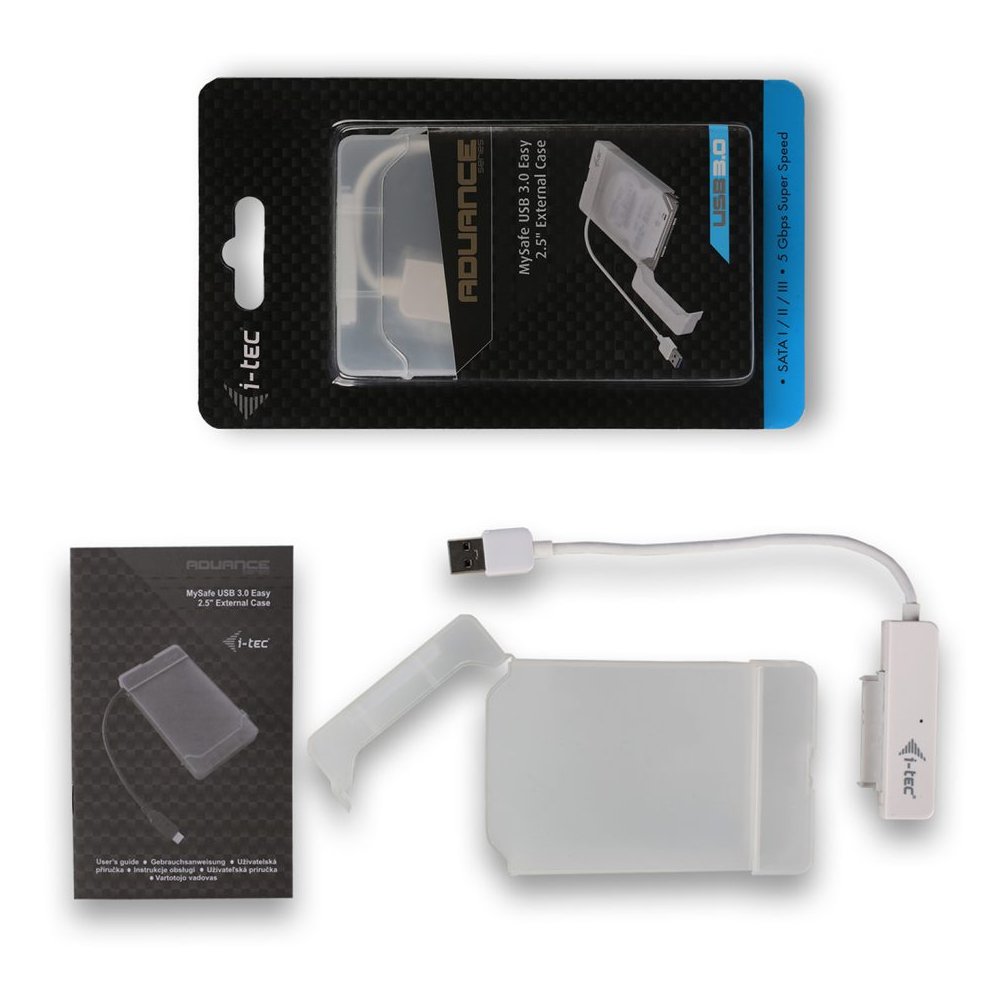 i-tec externí box pro HDD ADVANCE MySafe Easy/ 2,5" SATA/ SSD/ USB 3.0/ bílý