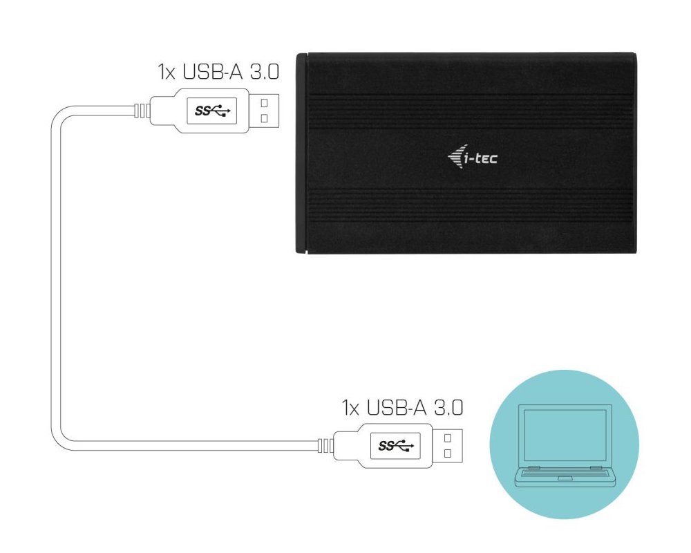 i-tec externí box pro HDD ADVANCE MySafe AluBasic/ 2,5" SATA/ SSD/ USB 3.0/ černý
