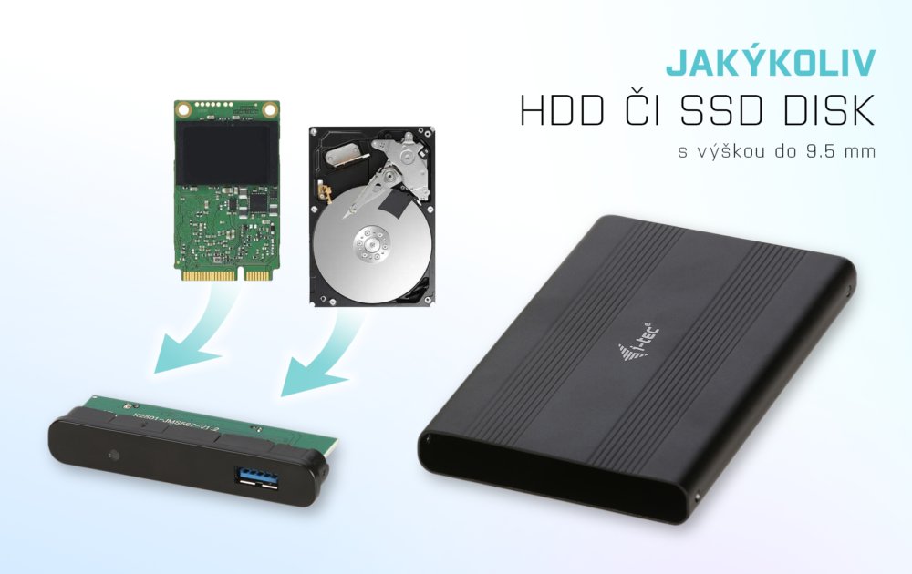 i-tec externí box pro HDD ADVANCE MySafe AluBasic/ 2,5" SATA/ SSD/ USB 3.0/ černý