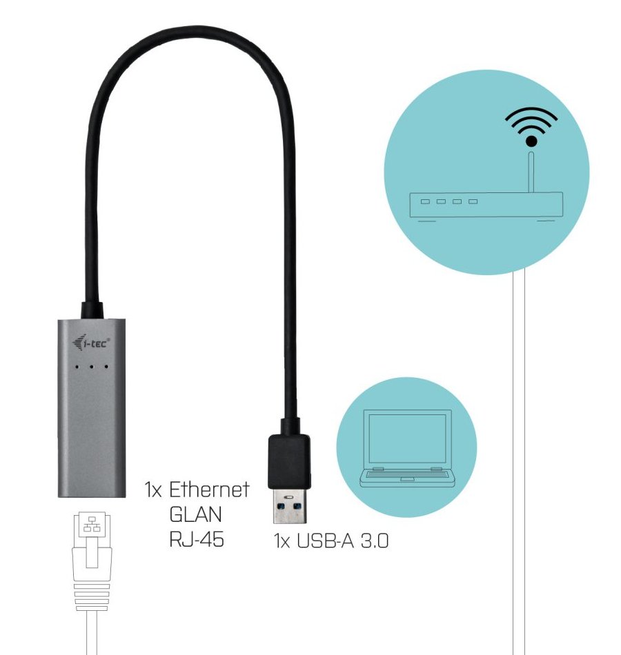 i-tec USB 3.0 Gigabit Ethernet adaptér METAL (RJ45)/ šedý