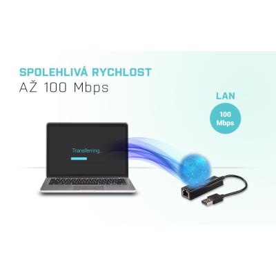 i-tec USB 2.0 Fast Ethernet adaptér DVANCE (RJ45)/ LED indikace/ černý