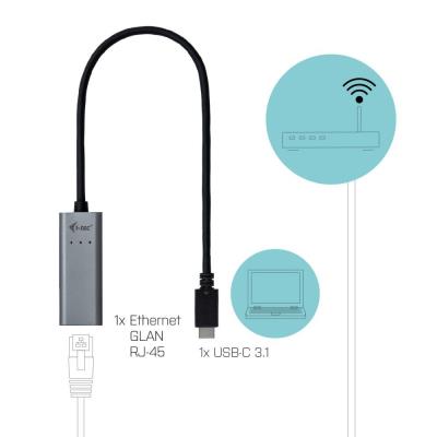 i-tec USB 3.1 Type C Gigabit Ethernet adaptér METAL (RJ45)/ LED indikace/ šedý